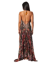 La Moda Clothing Women's Maxi Halterneck Dress