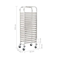 Kitchen Trolley for 16 Trays 15"x21.7"x64.2" Stainless Steel