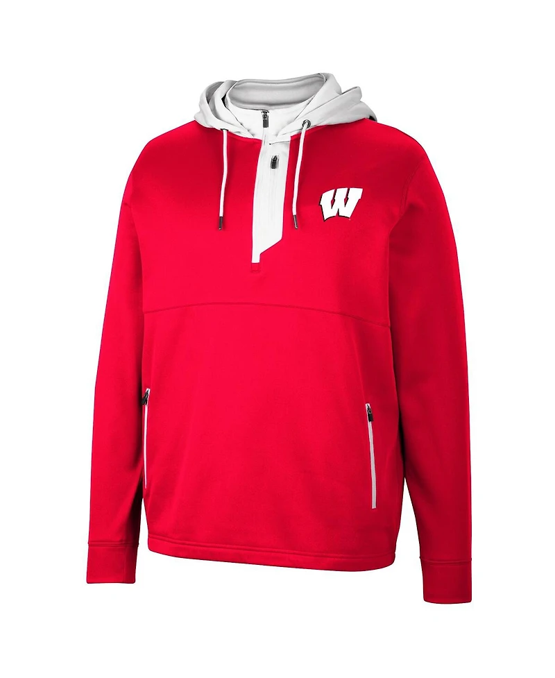 Men's Colosseum Wisconsin Badgers Luge 3.0 Quarter-Zip Hoodie