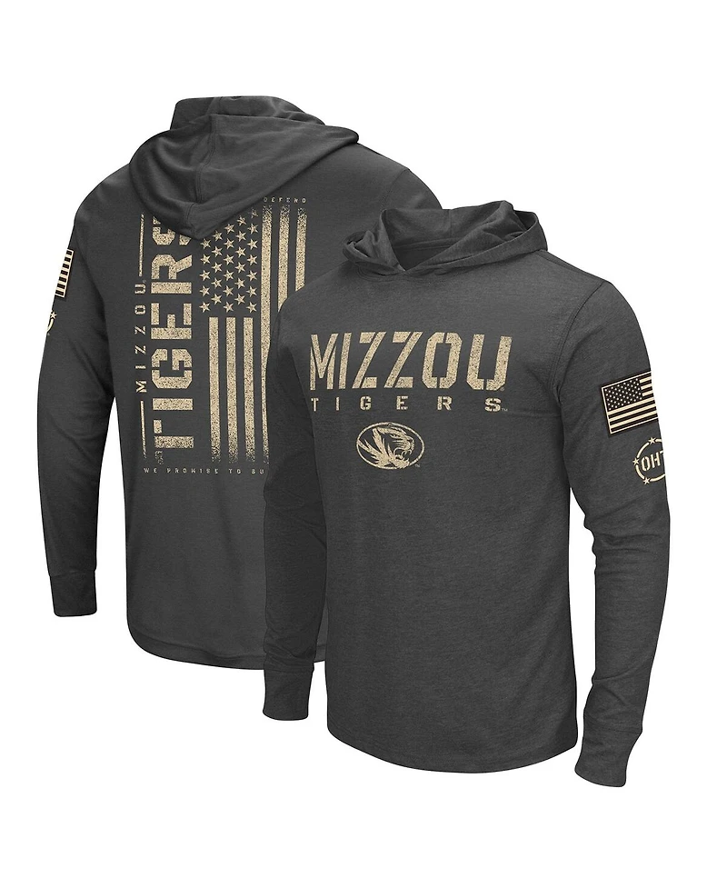 Men's Colosseum Charcoal Distressed Missouri Tigers Team Oht Military-Inspired Appreciation Hoodie Long Sleeve T-shirt