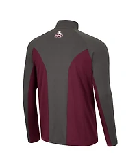 Men's Colosseum Maroon, Charcoal Mississippi State Bulldogs Two Yutes Raglan Quarter-Zip Windshirt