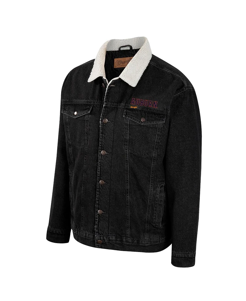 Men's Colosseum x Wrangler Charcoal Auburn Tigers Western Button-Up Denim Jacket