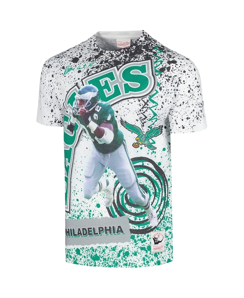 Men's Mitchell & Ness Reggie White White Philadelphia Eagles Retired Player Name and Number Burst T-shirt