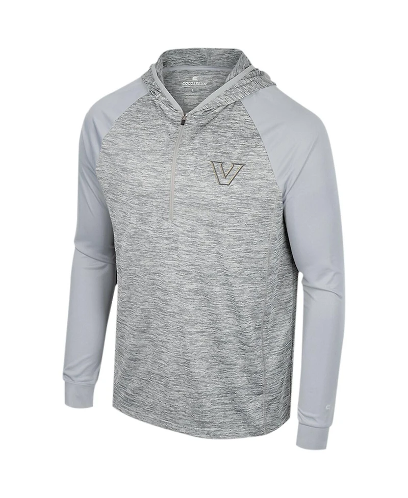 Men's Colosseum Gray Vanderbilt Commodores Cybernetic Raglan Quarter-Zip Hooded Top