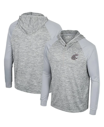 Men's Colosseum Gray Washington State Cougars Cybernetic Raglan Quarter-Zip Hooded Top