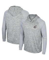 Men's Colosseum Gray Washington State Cougars Cybernetic Raglan Quarter-Zip Hooded Top