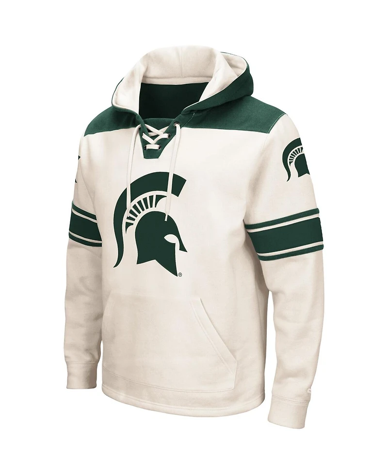 Men's Colosseum Cream Michigan State Spartans 2.0 Lace-Up Pullover Hoodie