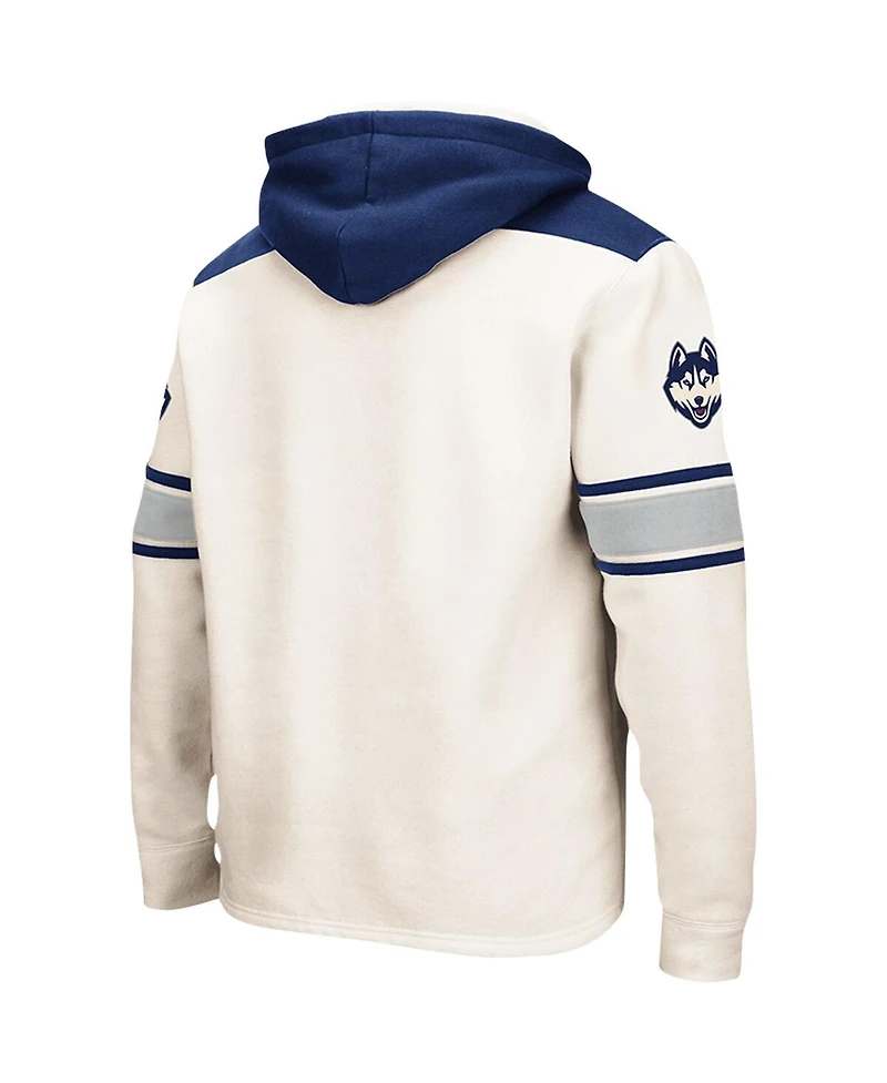 Men's Colosseum Cream UConn Huskies Lace-Up 2.0 Pullover Hoodie