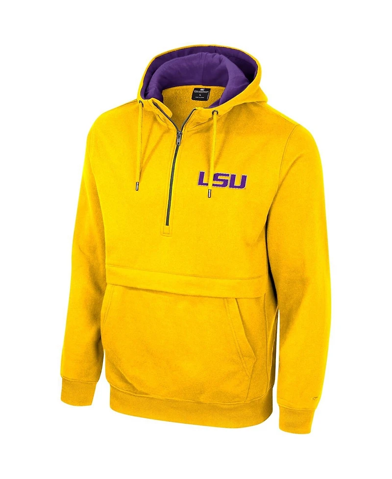 Men's Colosseum Gold Lsu Tigers Half-Zip Hoodie