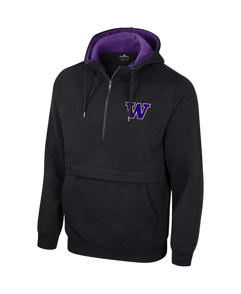 Men's Colosseum Black Washington Huskies Half-Zip Hoodie