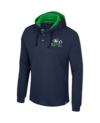 Men's Colosseum Navy Notre Dame Fighting Irish Affirmative Thermal Hoodie Long Sleeve T-shirt