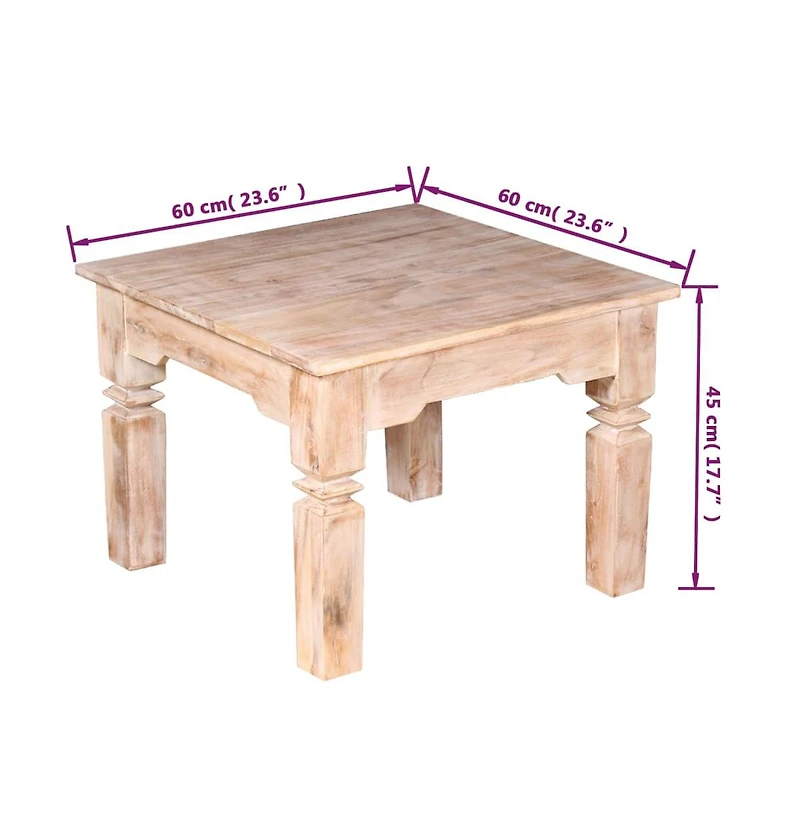 Coffee Table Acacia Wood 23.6"x23.6"x17.7"