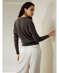 Lilysilk Women's V Neck Cashmere Polo Sweater
