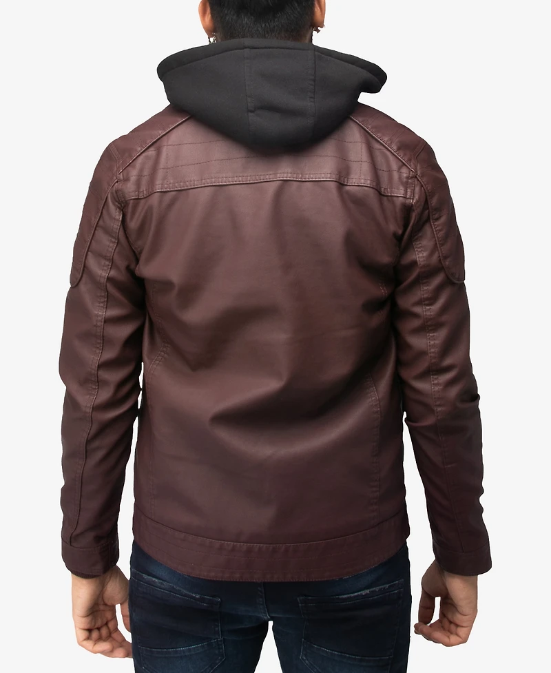 X-Ray Men's Hood and Faux Shearling Lining Moto Jacket