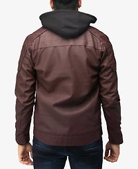 X-Ray Men's Hood and Faux Shearling Lining Moto Jacket