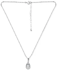 Giani Bernini Cubic Zirconia Pear Teardrop Pendant Necklace in Sterling Silver, 16" + 2" extender, Created for Macy's