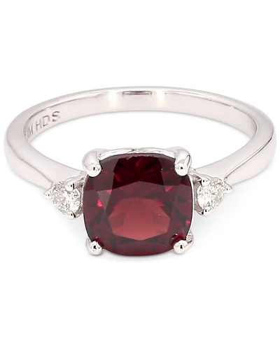 Garnet (2 ct. t.w.) & Diamond (1/8 ct. t.w.) Ring in 10k White Gold