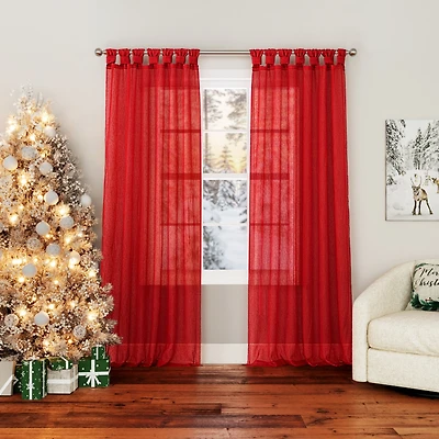 Krista Holiday Twist Tab Sheer Tab Top Curtain Panel