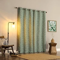 Satti Embroidered Leaf 100% Blackout Grommet Curtain Panel