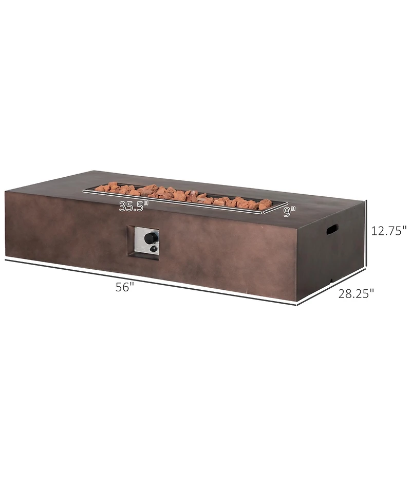 Outsunny 56" Firepit Table, 50,000 Btu with Lava Rocks & Rain Cover,