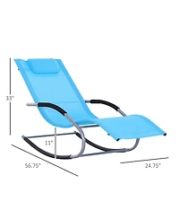 Outsunny Zero Gravity Rocking Chair Outdoor Chaise Lounge Chair Recliner Rocker with Detachable Pillow & Durable Weather-Fighting Fabric for Patio, De