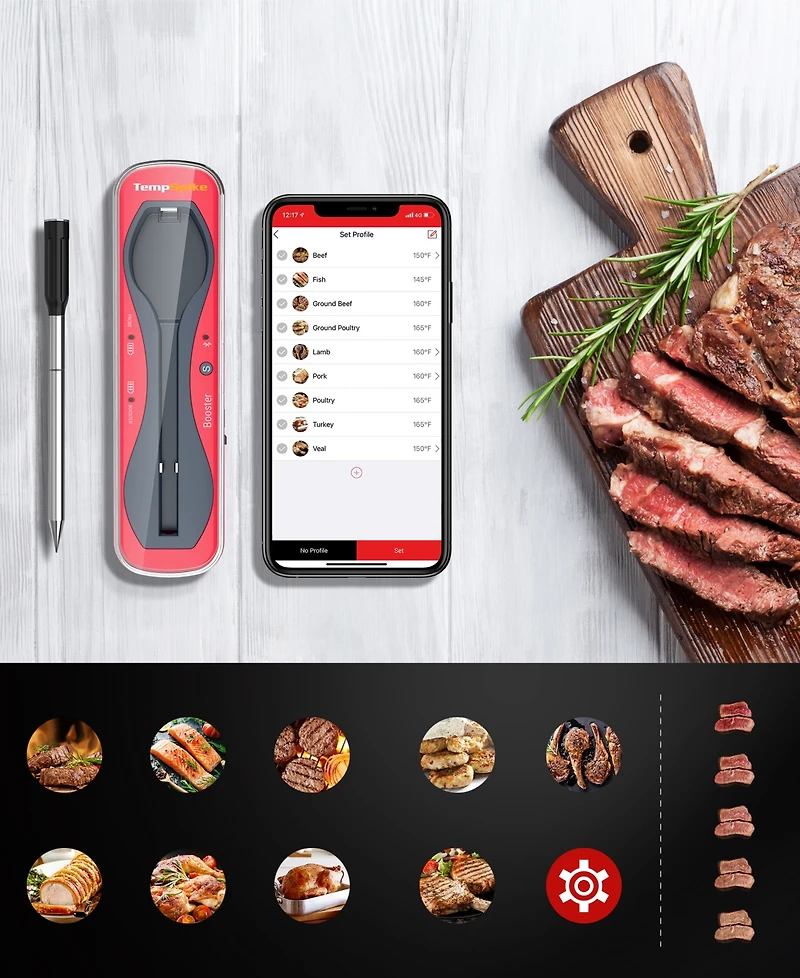 ThermoPro Pack of 1 TempSpike 500' Smart Truly Wireless Meat Thermometer
