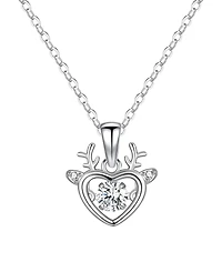 Macy's Cubic Zirconia Heart Reindeer Pendant Necklace