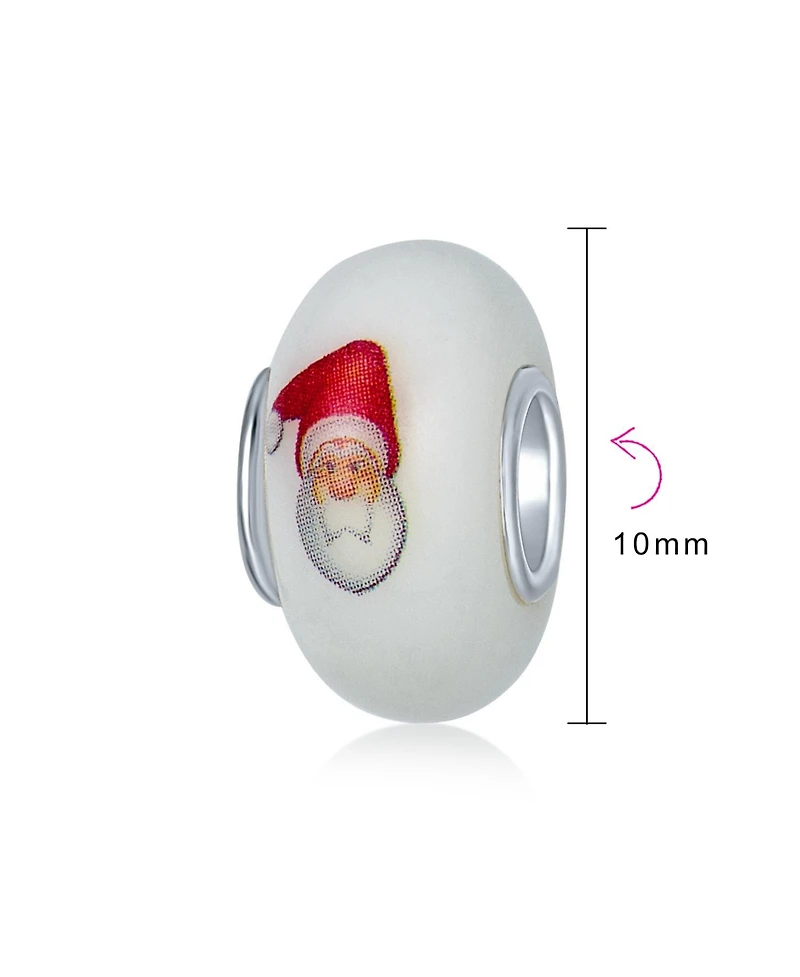 Bling Jewelry White Red Murano Glass Christmas Charm Bead for European Bracelets