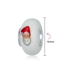 Bling Jewelry White Red Murano Glass Christmas Charm Bead for European Bracelets