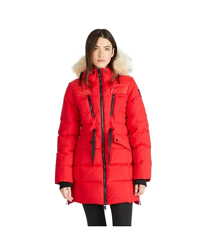 Pajar Women's Women's Alia Mixed Media Quilted Parka with Detachable Hood and Faux Fur Trim