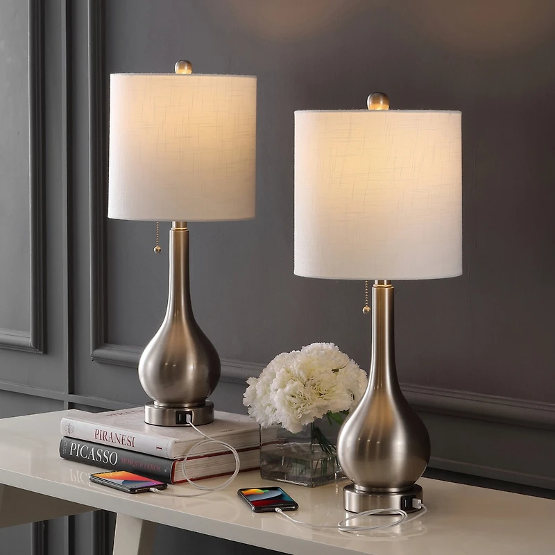 Tyler Modern Classic Gourd Iron Led Table Lamp with Dual Usb Charging Port (Set of 2)
