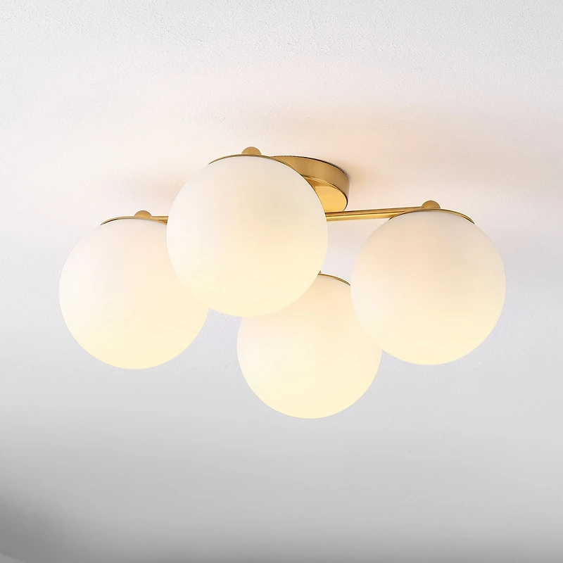 Orly Bohemian Farmhouse Ironfrosted Glass Led Semi Flush Mount