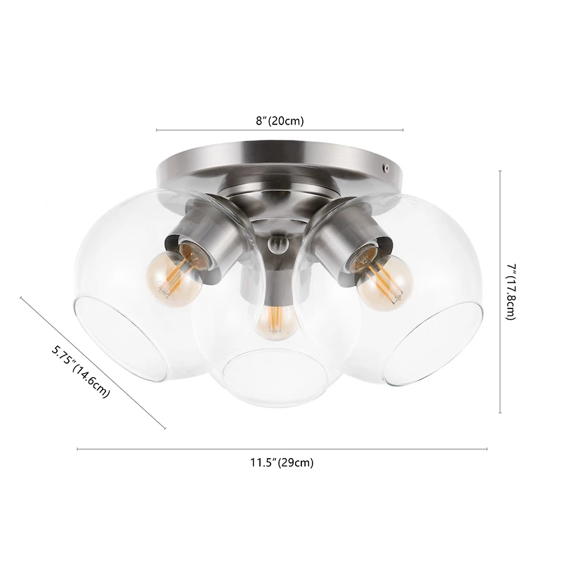 Iris Farmhouse Rustic Iron/Glass Led Semi Flush Mount