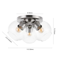 Iris Farmhouse Rustic Iron/Glass Led Semi Flush Mount