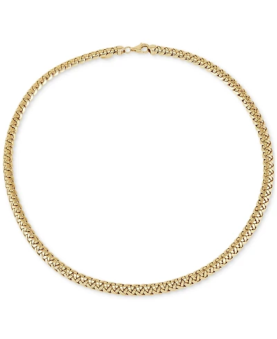 Italian Gold Polished Woven Link 17" Chain Necklace in 14k Gold