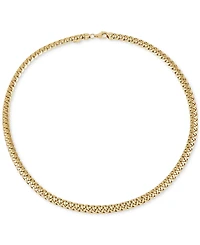 Italian Gold Polished Woven Link 17" Chain Necklace in 14k Gold