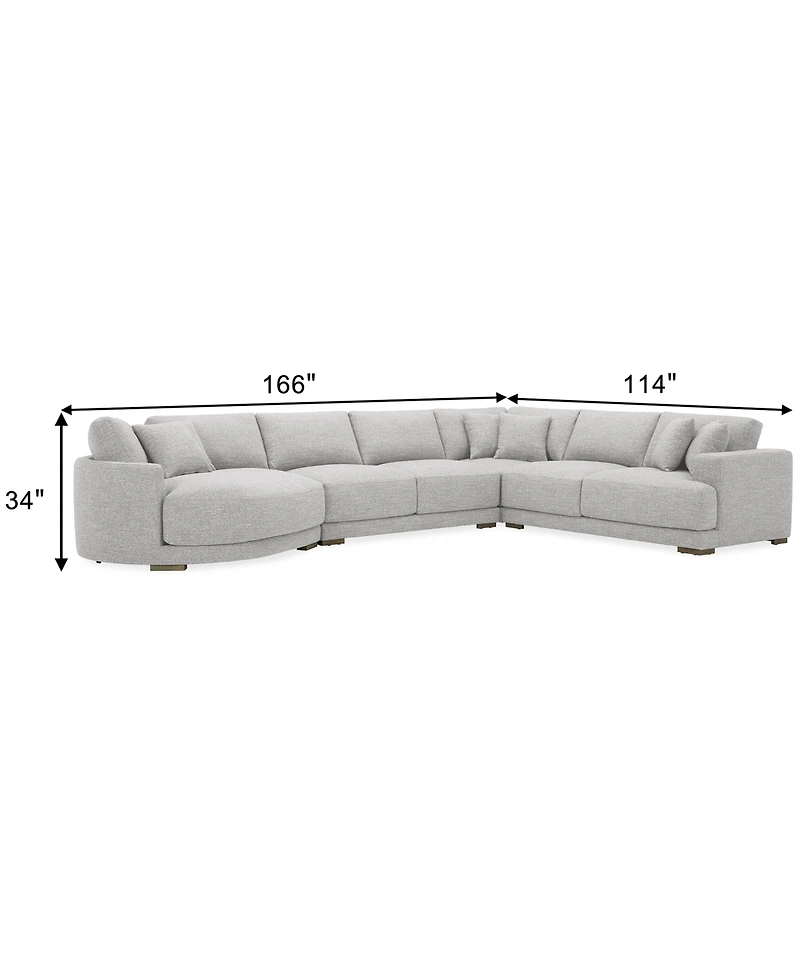 Closeout! Vasher 166" 4-Pc. Fabric Sectional Sofa with Cuddler, Created for Macy's