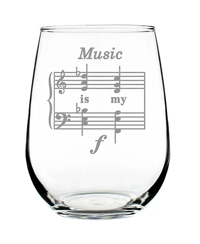 Bevvee Music is my Forte Musician Gifts Stem Less Wine Glass, 17 oz