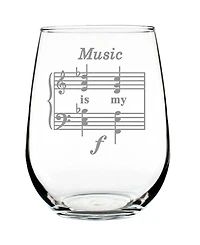 Bevvee Music is my Forte Musician Gifts Stem Less Wine Glass, 17 oz