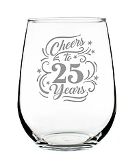 Bevvee Cheers to 25 Years 25th Anniversary Gifts Stem Less Wine Glass, 17 oz