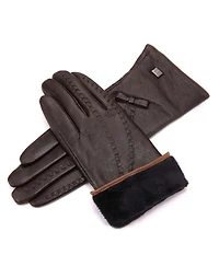 Women's Bow and Stitch Touchscreen Sheepskin Gloves