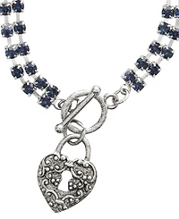 2028 Crystal Blue Toggle Heart Charm Bracelet