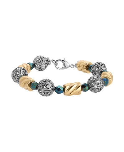 2028 Green Glass Acrylic Bead Link Bracelet