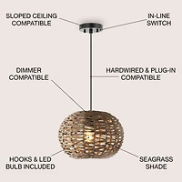 Isla Farmhouse Coastal Rattan Led Pendant