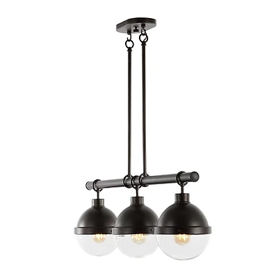 Caleb Industrial Farmhouse Iron/Glass Linear Led Pendant