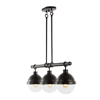 Caleb Industrial Farmhouse Iron/Glass Linear Led Pendant