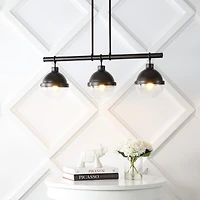 Caleb Industrial Farmhouse Iron/Glass Linear Led Pendant