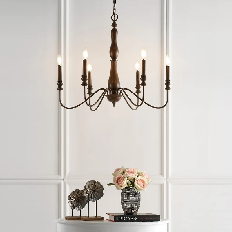 Jonathan Y Victoria Rustic Midcentury Iron Led Chandelier