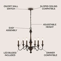 Oakley Midcentury Farmhouse Iron Led Chandelier