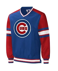 Men's Starter Royal Chicago Cubs Yardline V-Neck Pullover Windbreaker